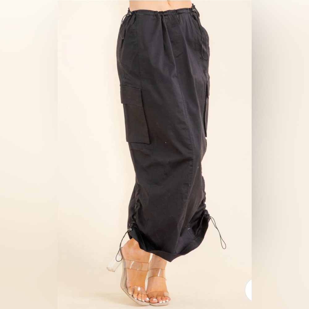 Black Cargo Maxi Skirt